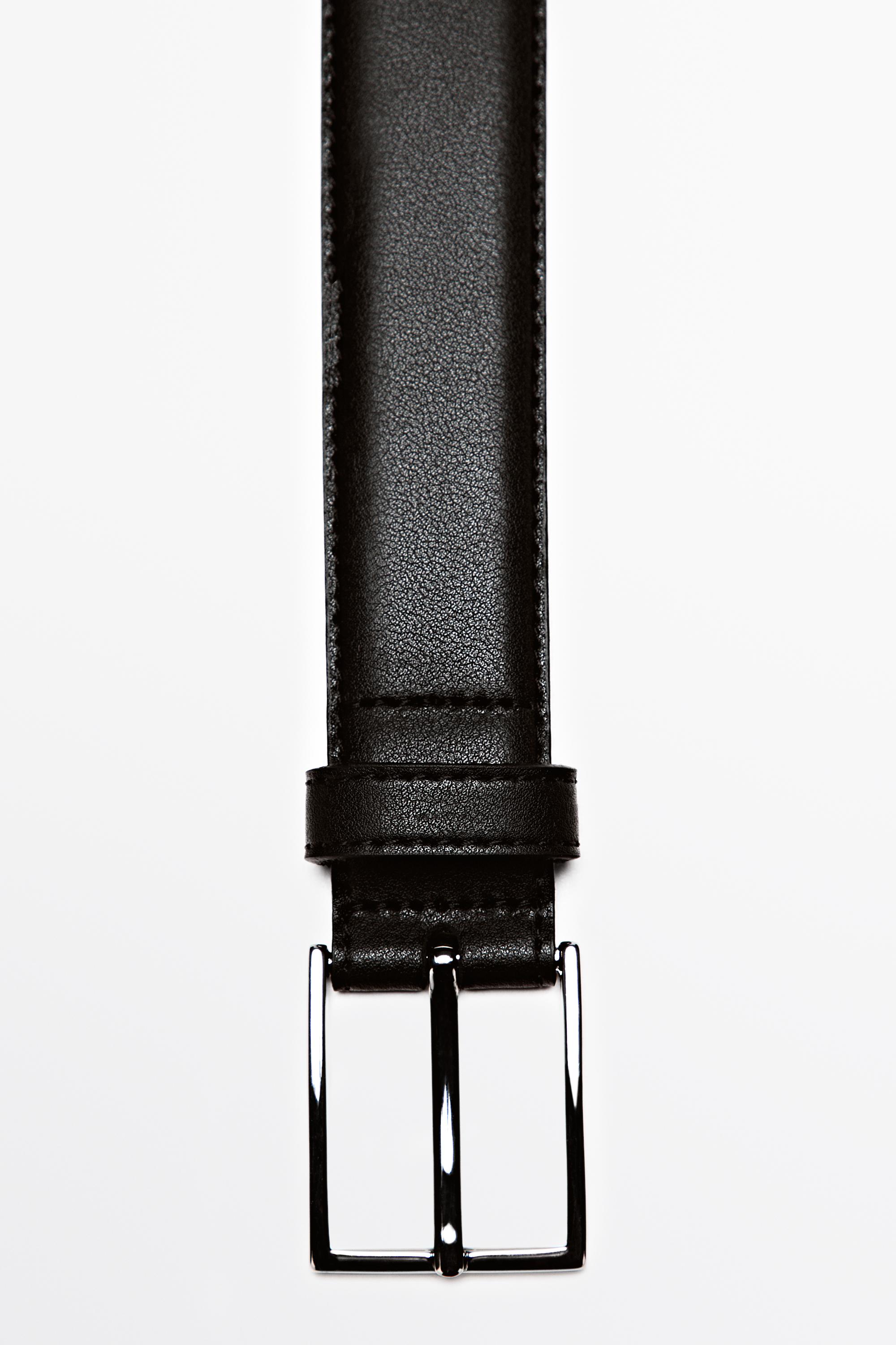Smart nappa leather belt with topstitching